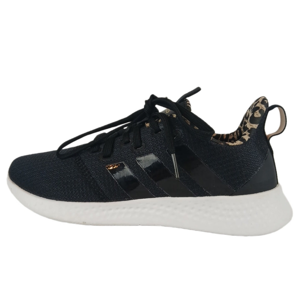 Adidas 7.5 Black White Cheetah Sneakers Trim Running Cloudfoam Super Puremotion - Picture 7 of 15